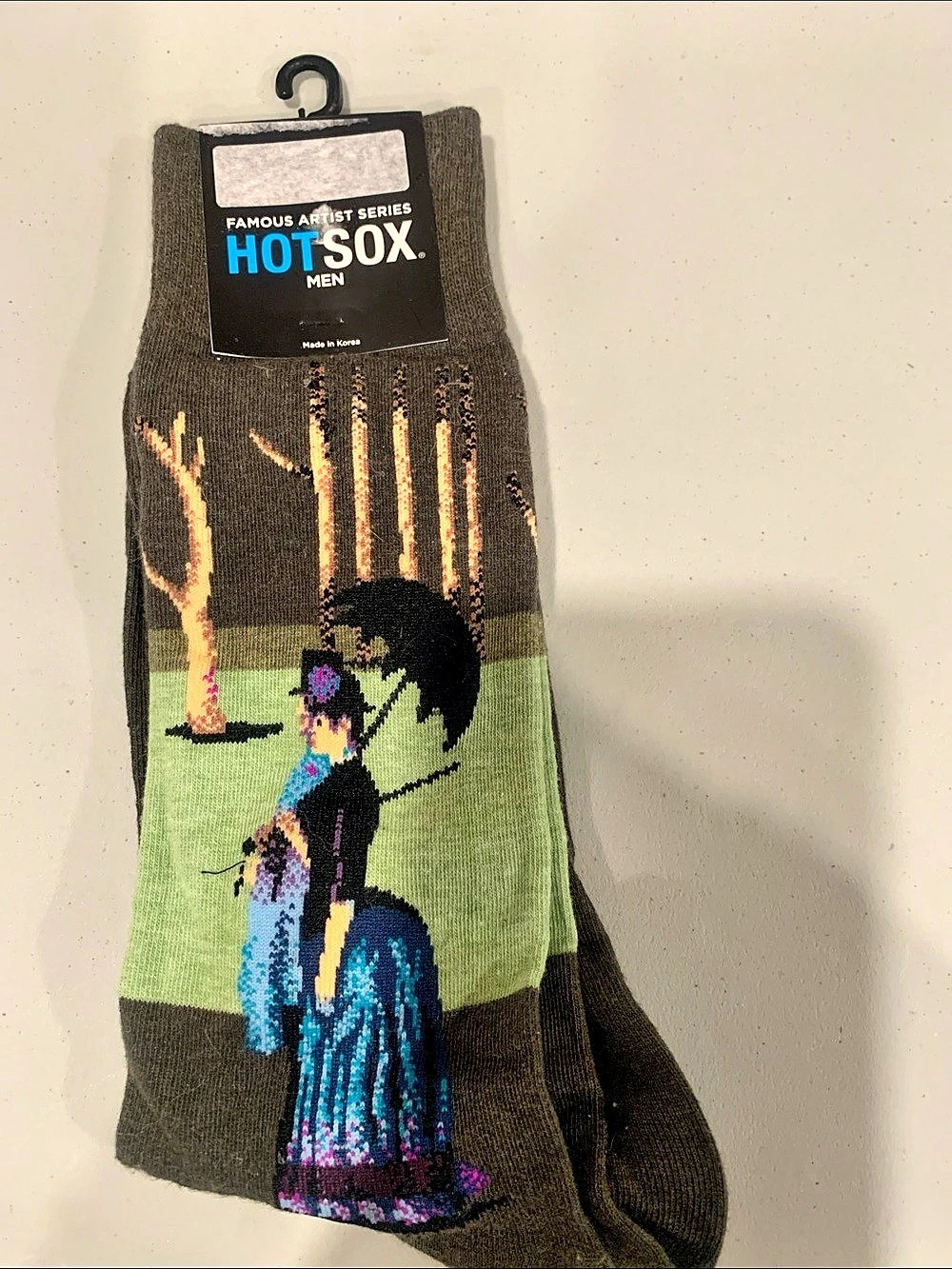 Hot Sox Famous Artist Series A Sunday Afternoon Socks Brown & Green